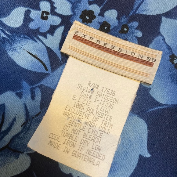 Vintage Expressions Sleeveless Button Front Tie Back Floral Blue Size 16W Maxi - Picture 5 of 16